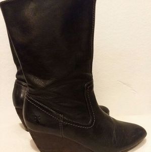 SOLD! FRYE Black Leather Booties Size 7.5